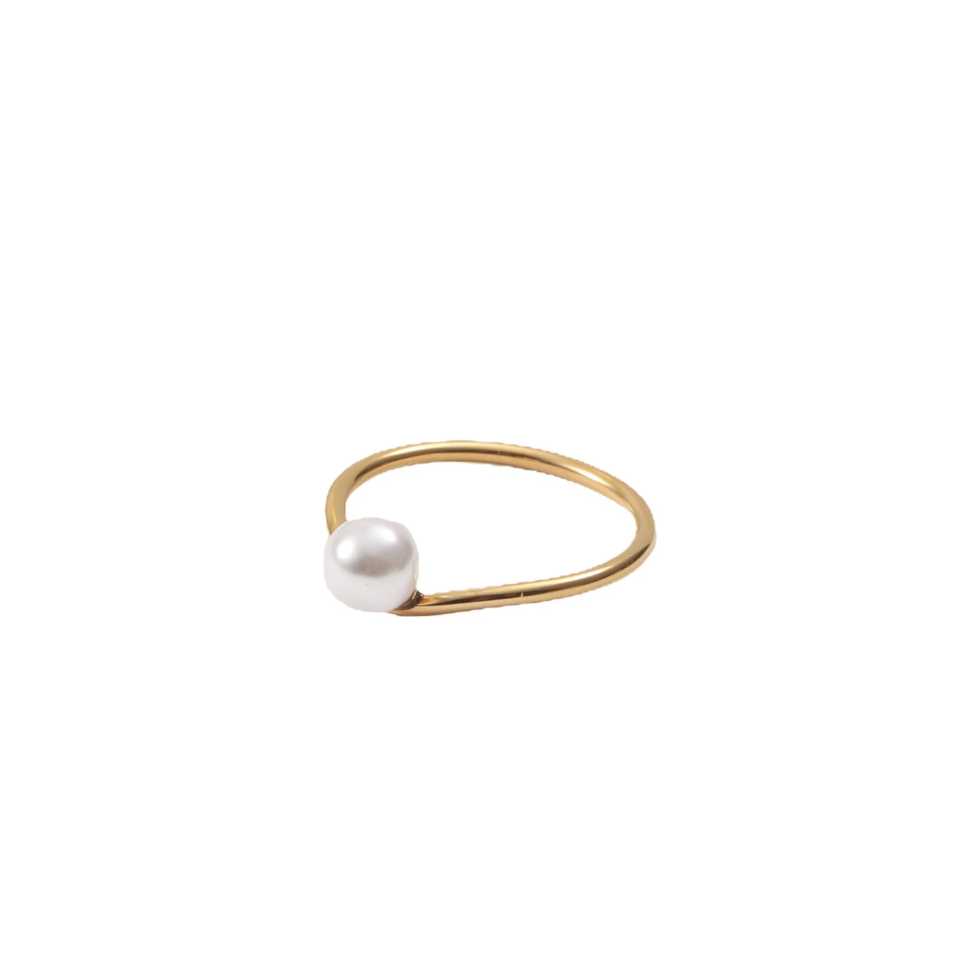 Pearl Titanium Steel Plated 18k Gold Ring - 0 - Bijou Her -  -  - 