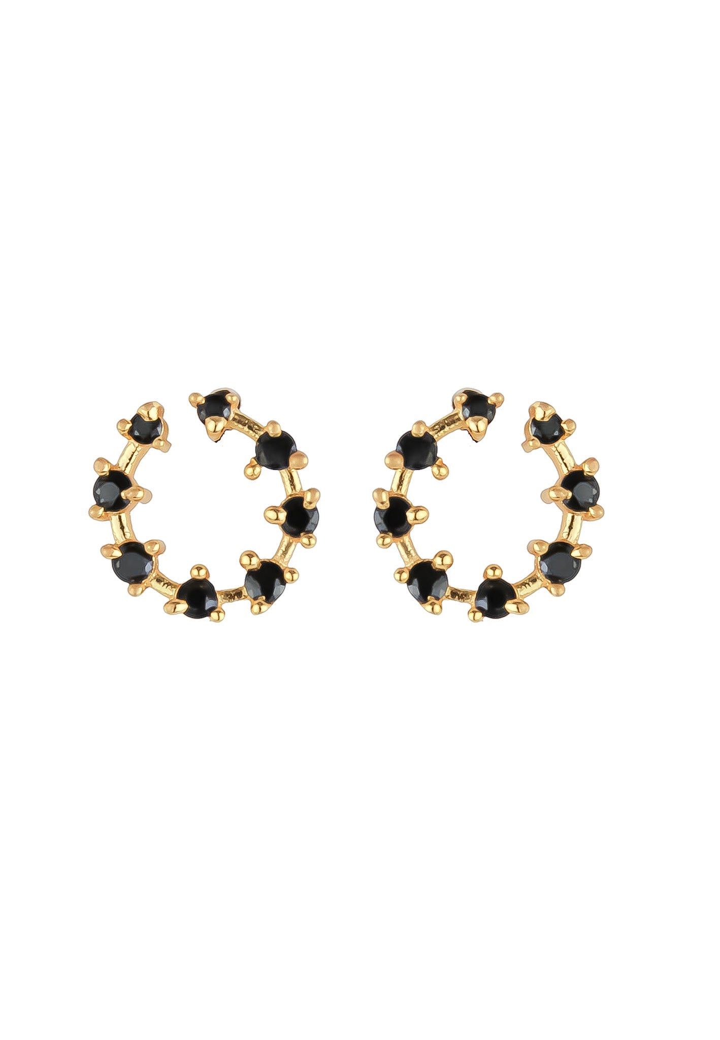 Gold-Plated Viper Earrings with Zirconia Stones for Pierced Ears - Sustainable and Hypoallergenic - Jewelry & Watches - Bijou Her -  -  - 