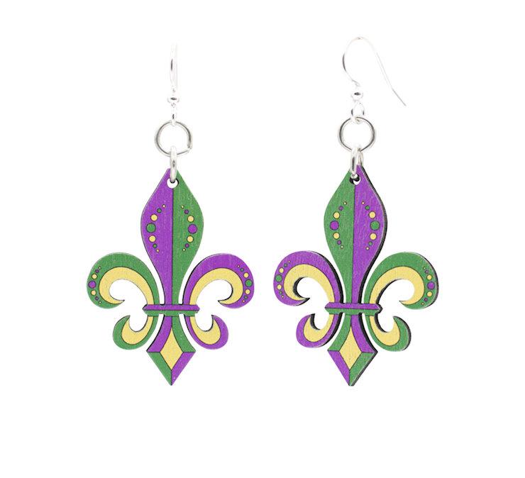 Sustainable Mardi Gras Fleur de Lis Earrings | Made in USA | Hypoallergenic | Free Shipping - Earrings - Bijou Her -  -  - 