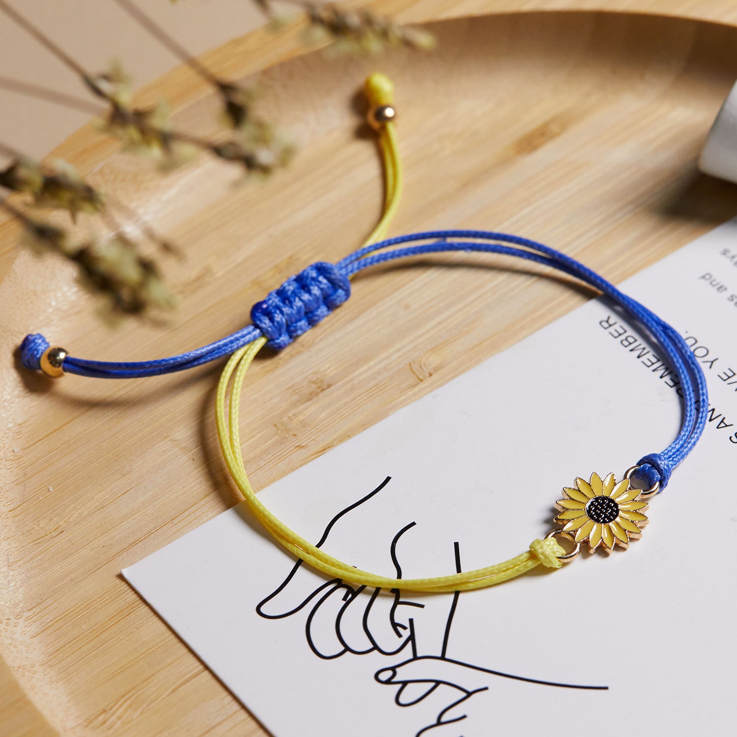 Sunflower Patchwork Color Men's And Women's Adjustable Yellow And Blue Bracelet Sunflower Braided - 0 - Bijou Her -  -  - 