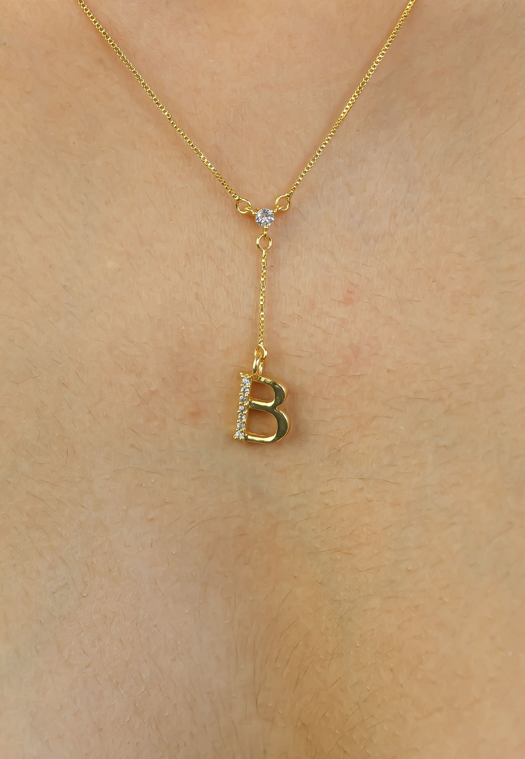 Zirconia Stone Initial Necklaces - 18K Gold-Plated, Adjustable, Hypoallergenic, Sustainable - Jewelry & Watches - Bijou Her -  -  - 