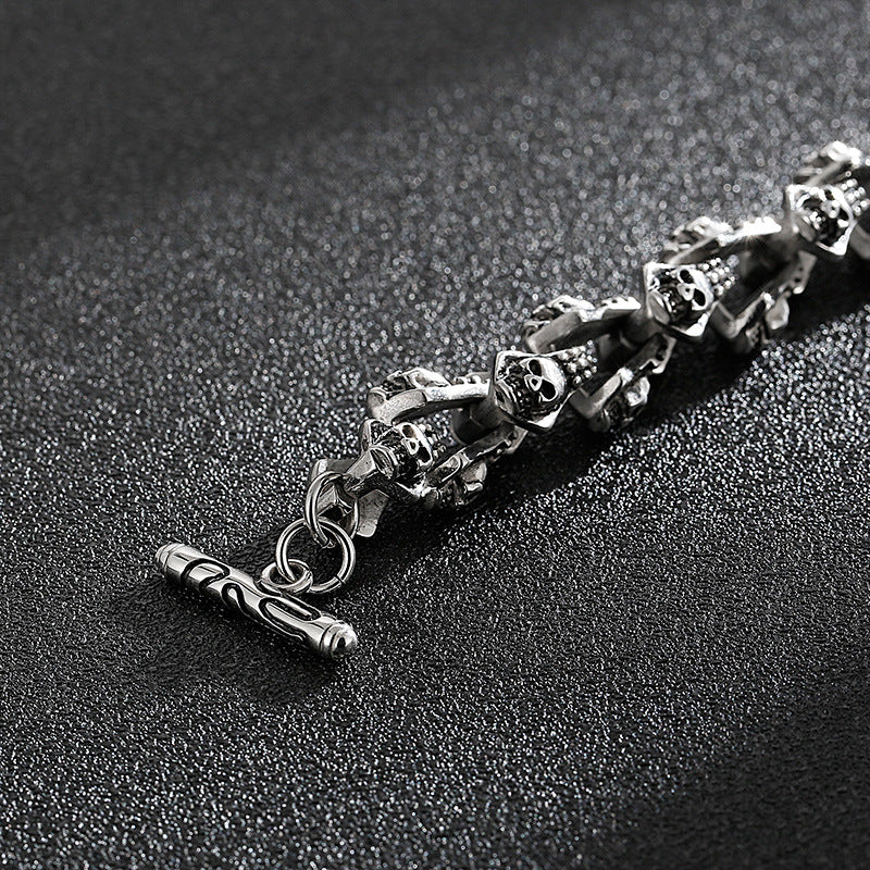 Stylish And Personalized Blackened Stainless Steel Skeleton Bracelet - 0 - Bijou Her -  -  - 