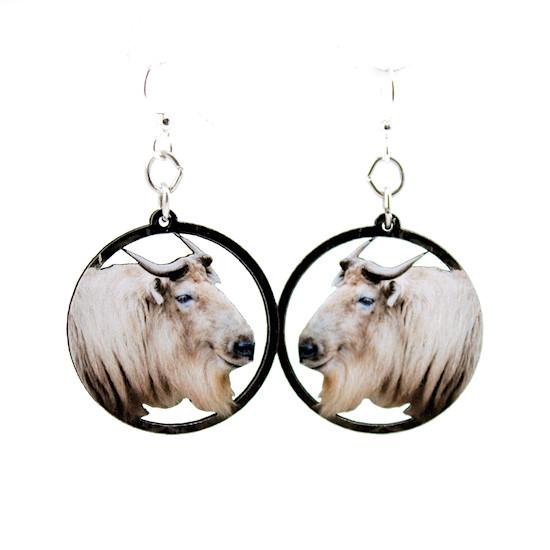 Sustainable Takin Earrings - Laser-Cut Wood, Silver Ear Wires, Made in USA - Earrings - Bijou Her -  -  - 