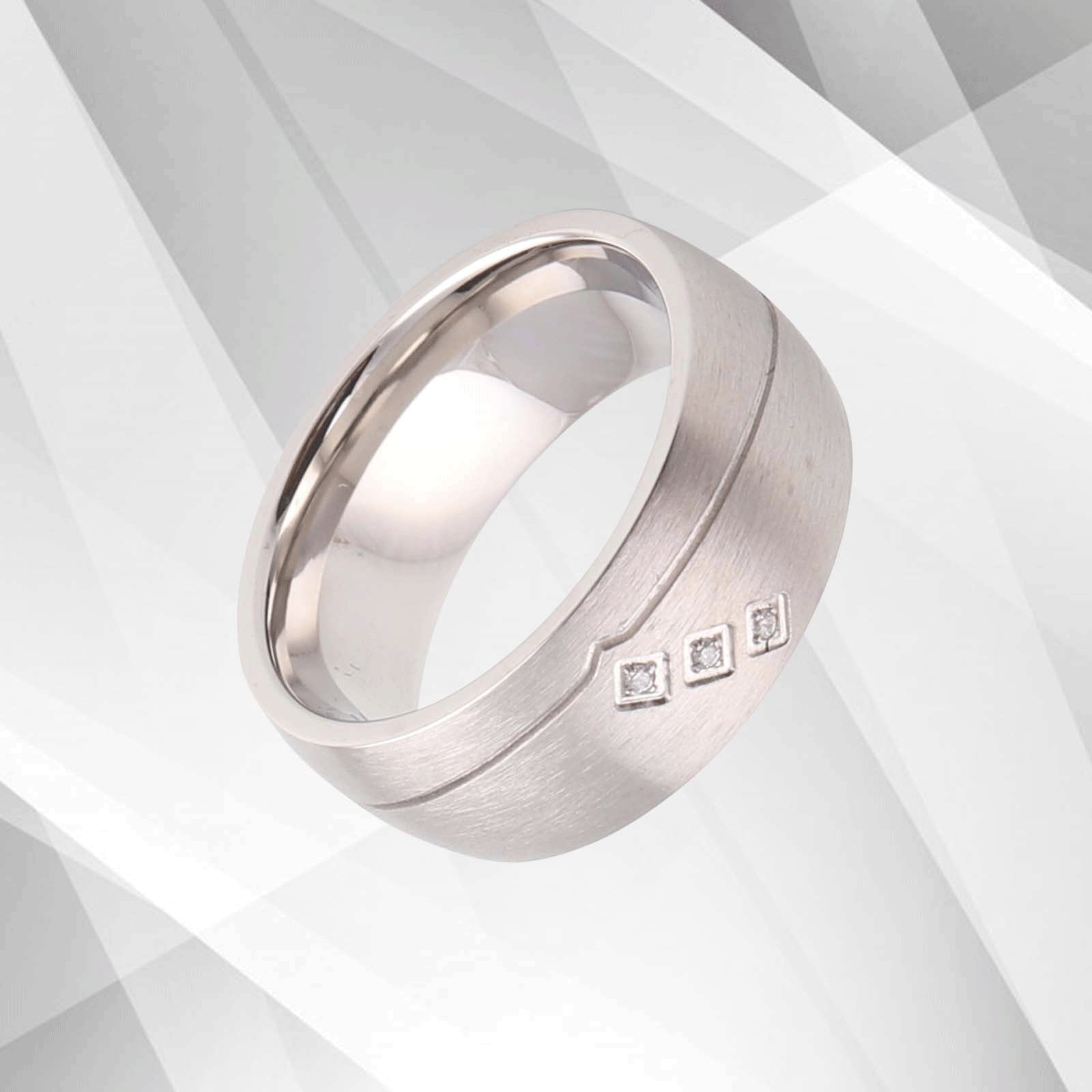 Prestigious 8mm Titanium CZ Diamond Wedding Band Ring - White Gold Finish - Comfort Fit for Women - Jewelry & Watches - Bijou Her -  -  - 