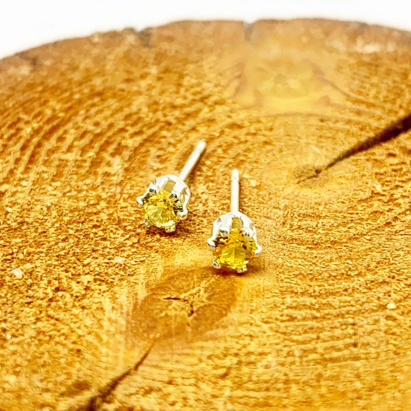 November Birthstone Topaz Earrings - Handmade Citrine Gemstone Studs - Jewelry & Watches - Bijou Her -  -  - 