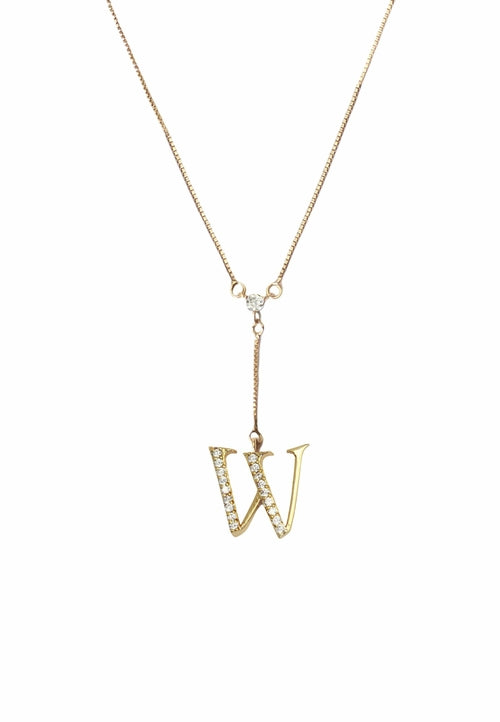 Zirconia Stone Initial Necklaces - 18K Gold-Plated, Adjustable, Hypoallergenic, Sustainable - Jewelry & Watches - Bijou Her - Style -  - 