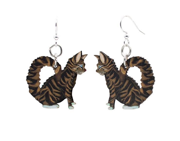 Tabby Cat Wood Earrings - Sustainable & Hypoallergenic Jewelry for Cat Lovers - Earrings - Bijou Her -  -  - 