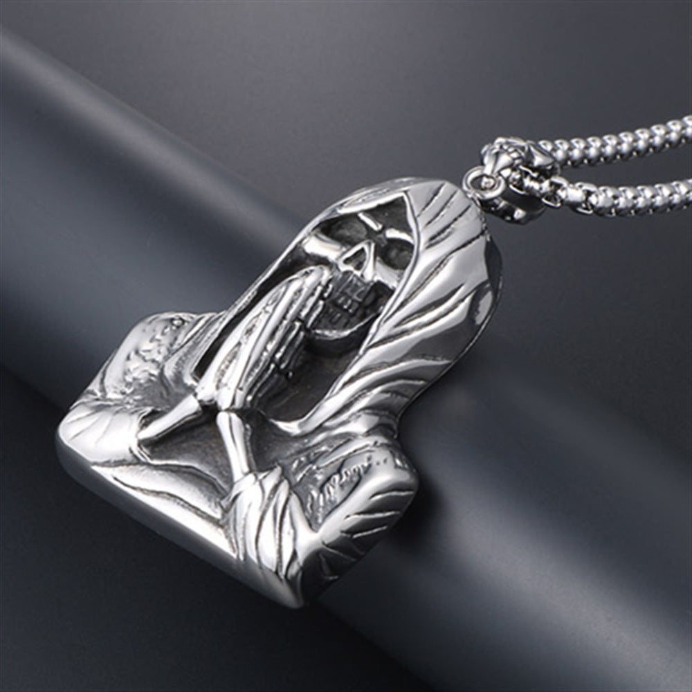 Retro Personality Stylish Pendant Men's Death Skull Necklace - 0 - Bijou Her -  -  - 