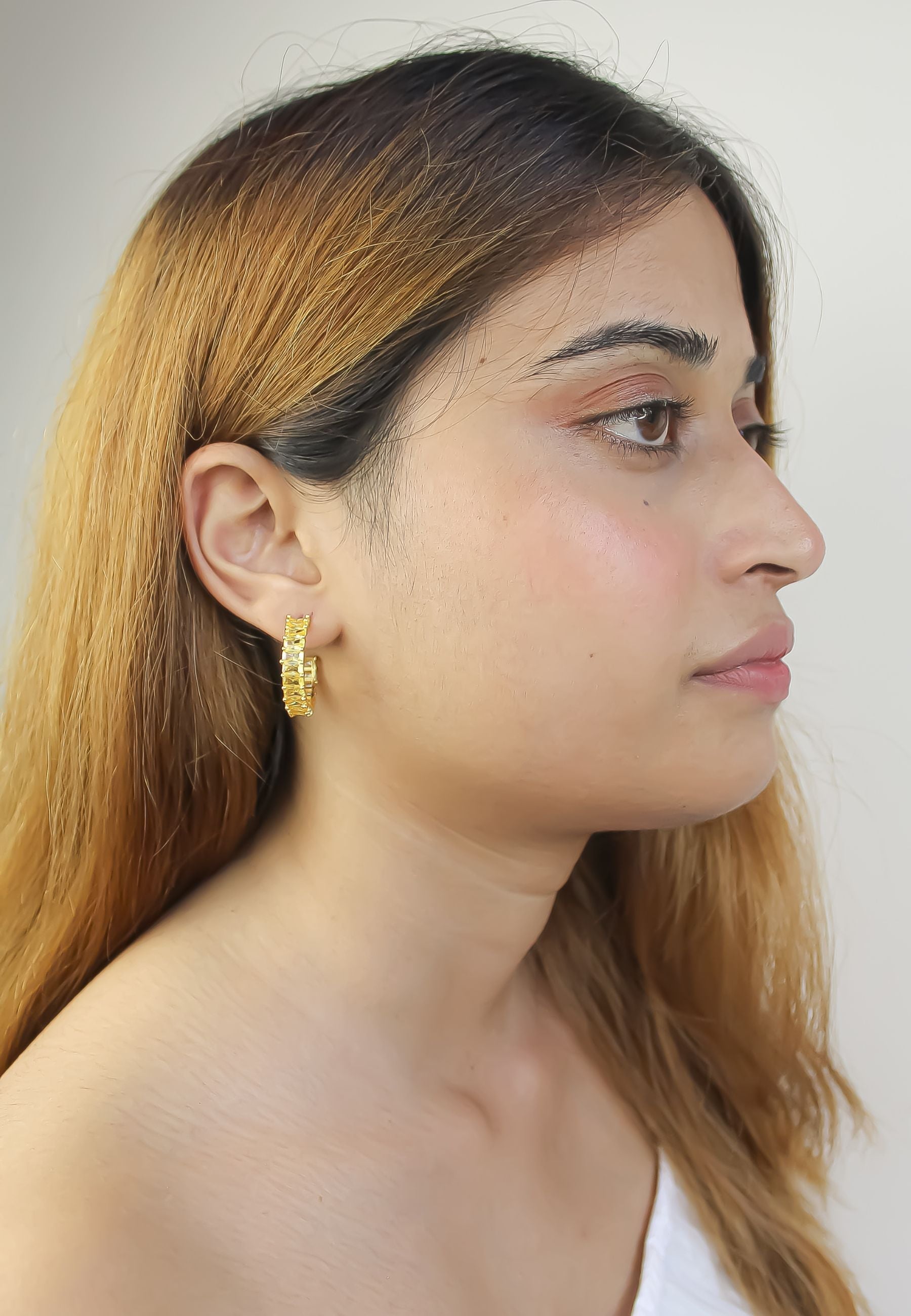 Gold-Plated Zirconia Earrings for Pierced Ears - Sustainable and Hypoallergenic - Jewelry & Watches - Bijou Her -  -  - 