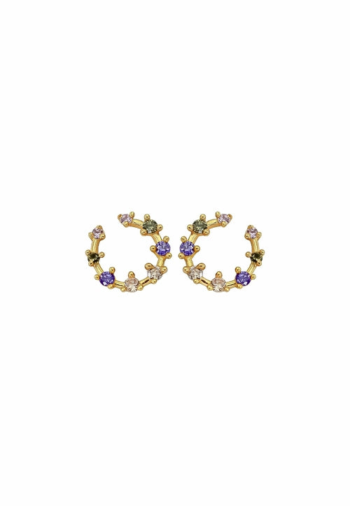 Gold-Plated Viper Earrings with Zirconia Stones for Pierced Ears - Sustainable and Hypoallergenic - Jewelry & Watches - Bijou Her - Color -  - 