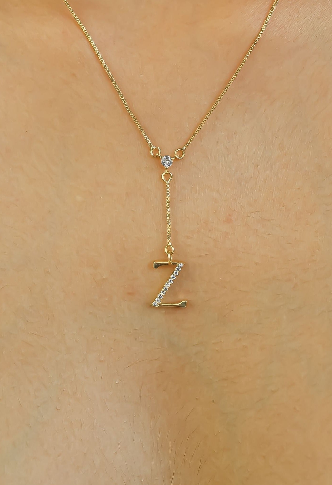 Zirconia Stone Initial Necklaces - 18K Gold-Plated, Adjustable, Hypoallergenic, Sustainable - Jewelry & Watches - Bijou Her -  -  - 