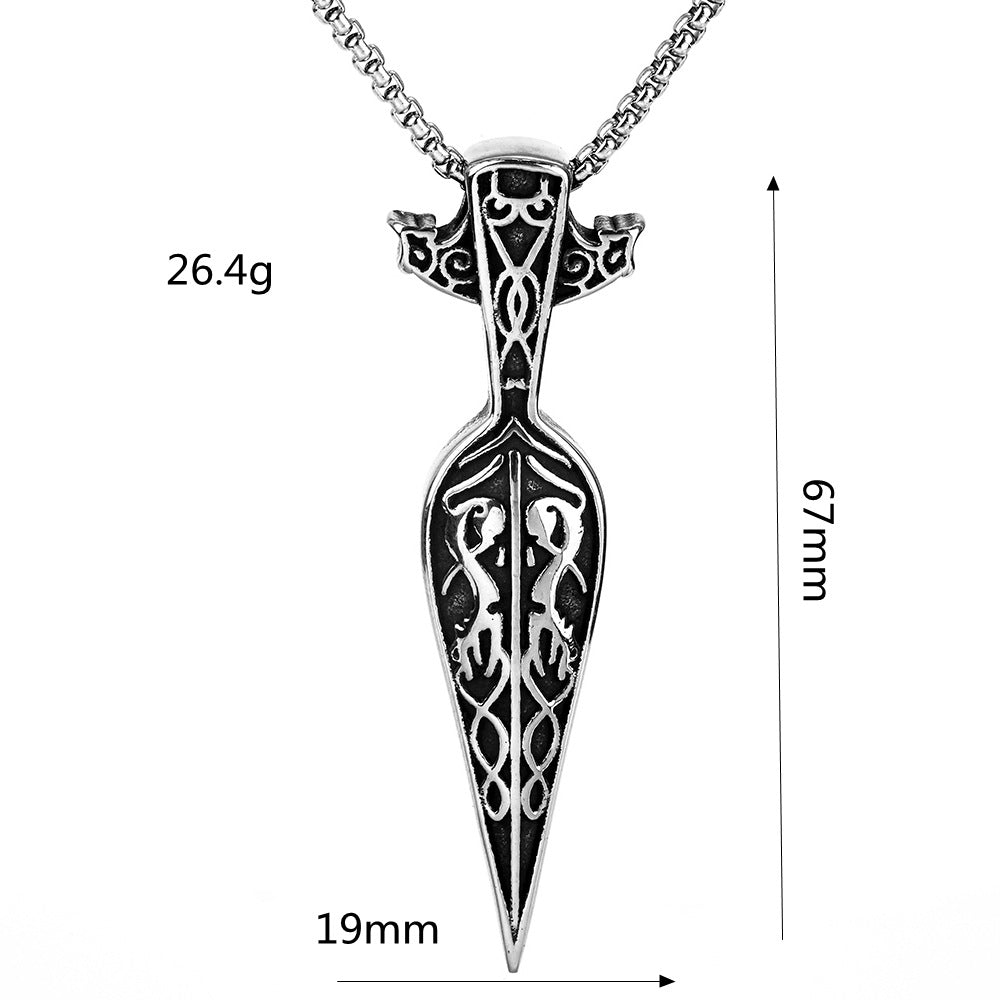 Hip Hop Necklace Vintage Viking Weapon Titanium Steel Men - 0 - Bijou Her -  -  - 