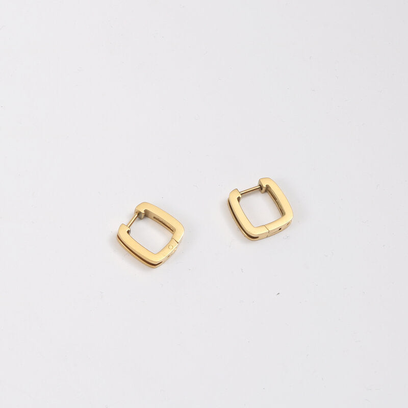 Women's Fashion Small Quadrilateral Hollow Earrings Buckle - 0 - Bijou Her -  -  - 