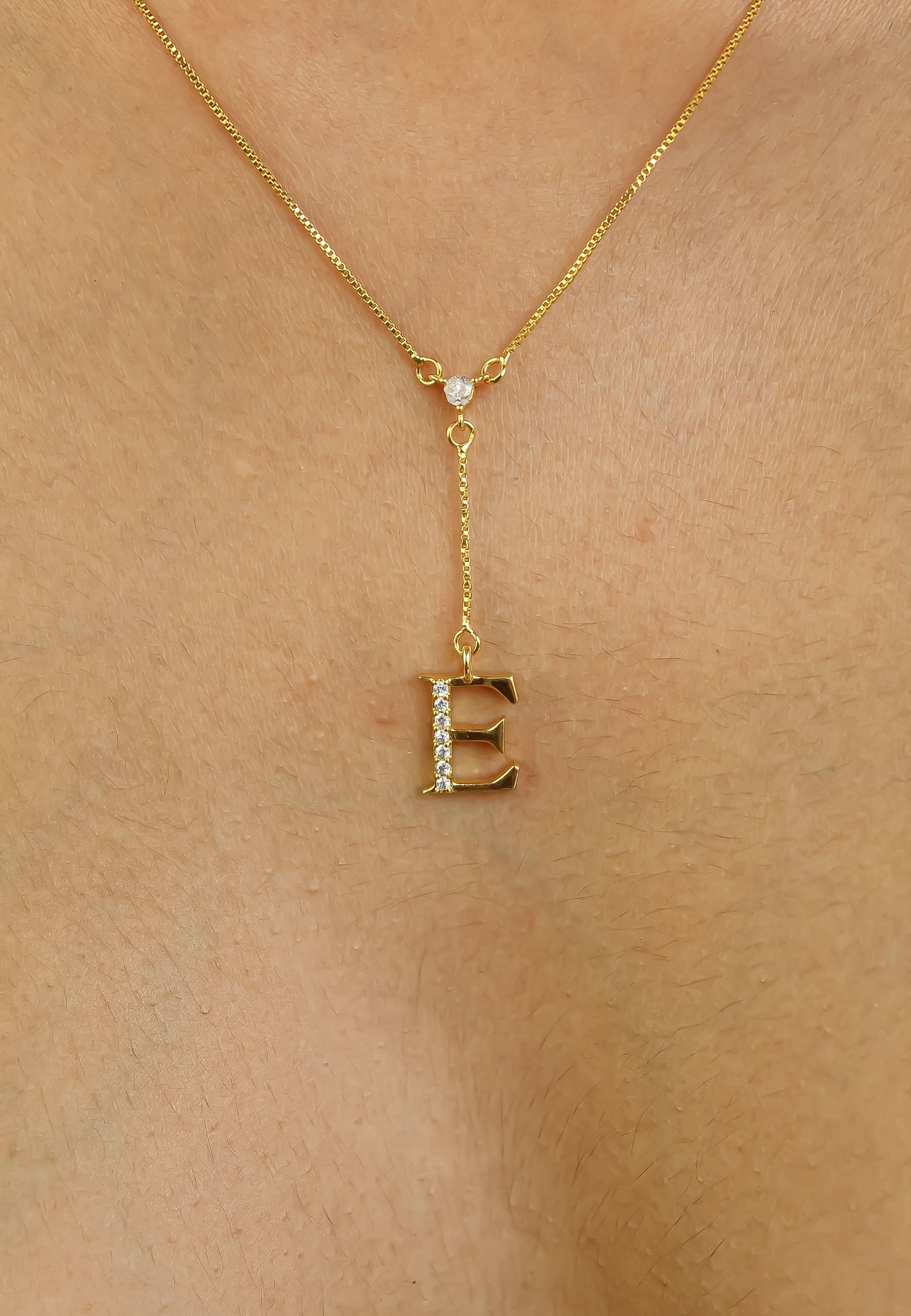 Zirconia Stone Initial Necklaces - 18K Gold-Plated, Adjustable, Hypoallergenic, Sustainable - Jewelry & Watches - Bijou Her -  -  - 