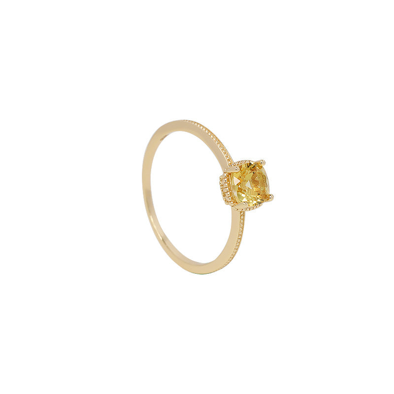 Women's Square Gold Plated Index Finger Ring - 0 - Bijou Her - Color - Size - 