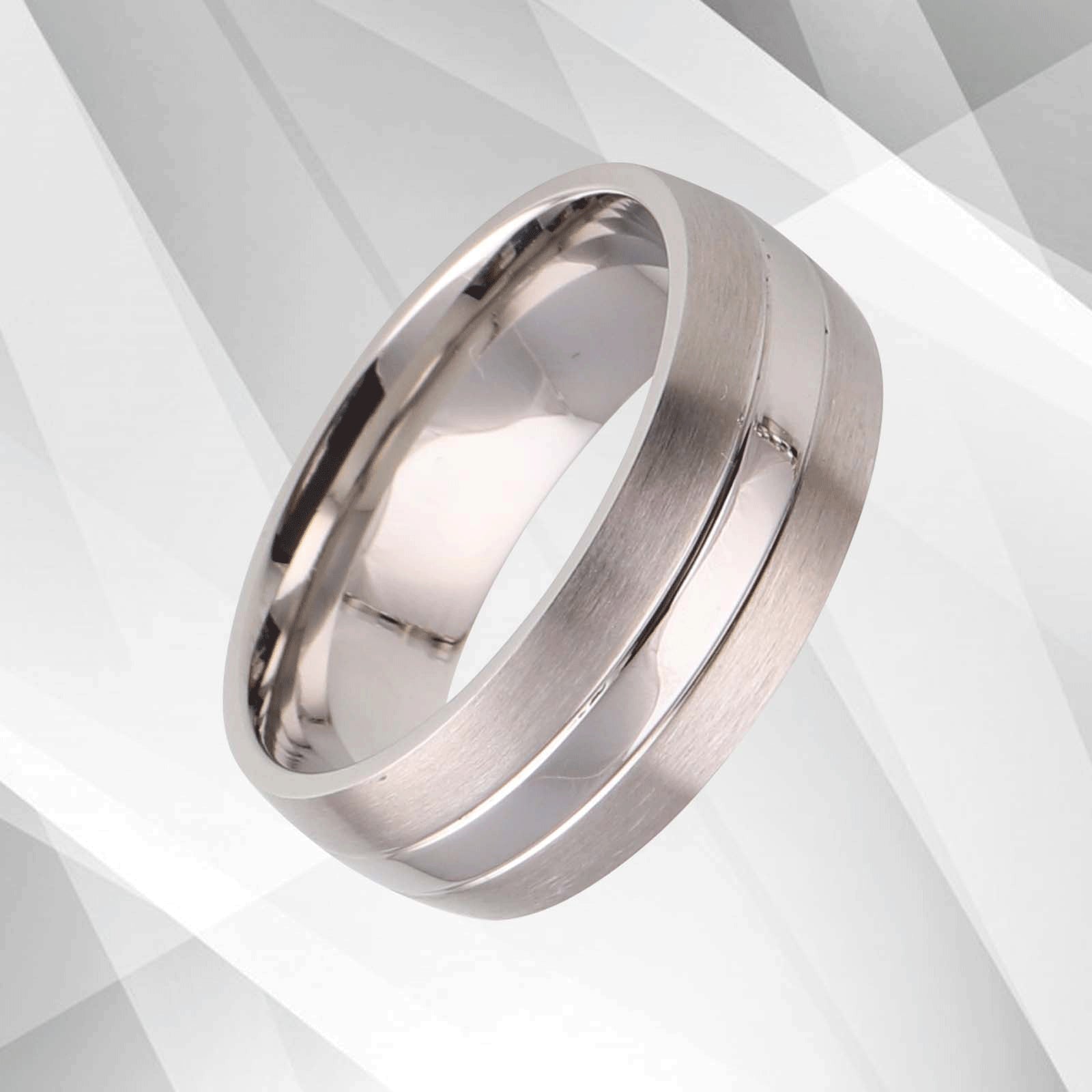 Stylish Titanium & White Gold Plated Wedding Band Ring - Comfort Fit, Hypoallergenic, Men's Engagement Anniversary Gift - Jewelry & Watches - Bijou Her -  -  - 