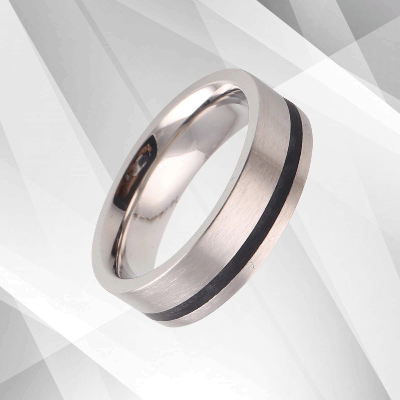 Stylish Designer Titanium Wedding Band Ring - Hypoallergenic, 6mm Wide Flat Shape, Comfort Fit, Men's Engagement Anniversary Gift - Jewelry & Watches - Bijou Her -  -  - 
