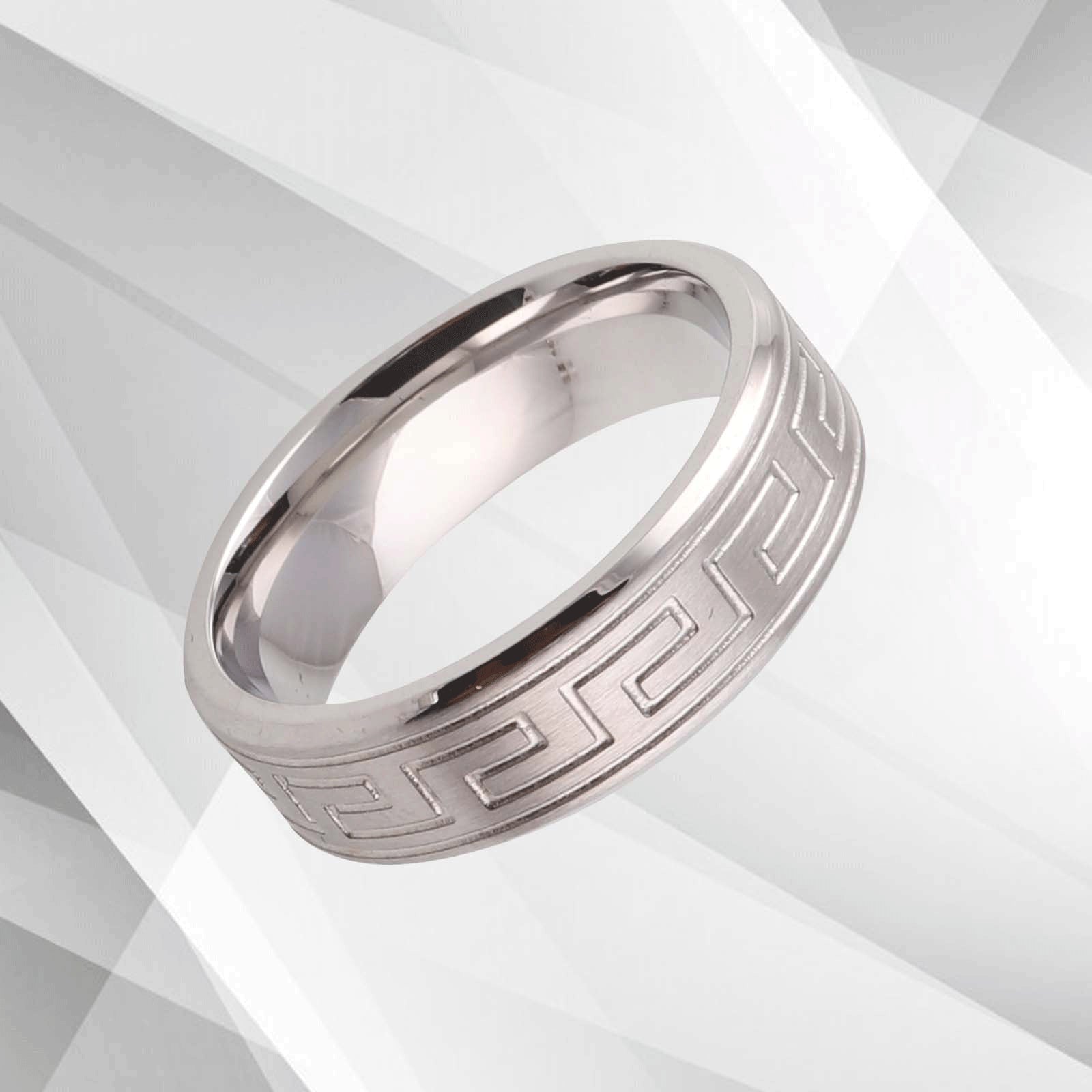 Hypoallergenic Tungsten Carbide Wedding Band - 7mm Wide, Matt and Sparkling Finish, Comfort Fit - Men's Engagement Ring - Jewelry & Watches - Bijou Her -  -  - 