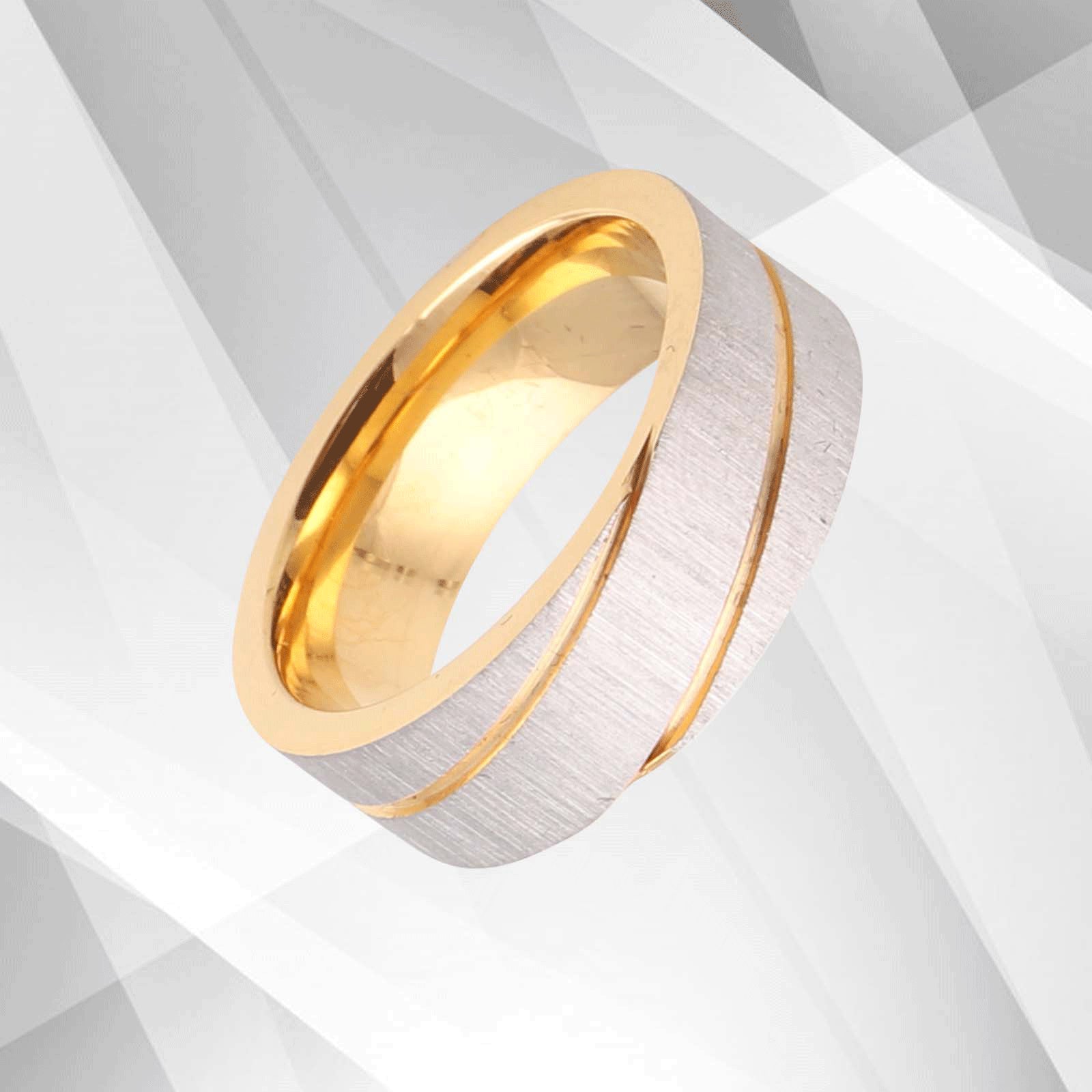 Posh Designer Titanium Wedding Band with Yellow and White Gold Finish - Handmade Men's Ring - Jewelry & Watches - Bijou Her -  -  - 