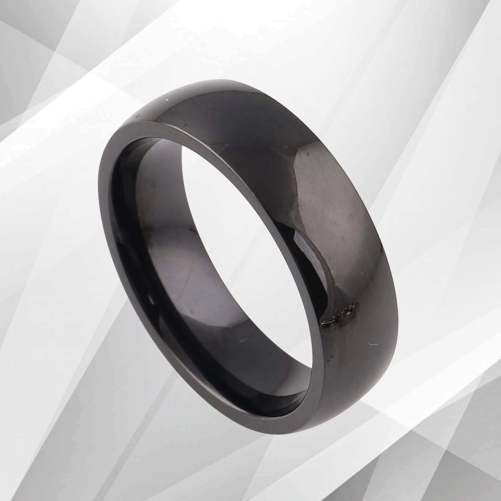 Gorgeous 6mm Black Tungsten Carbide Wedding Band for Men - D-Shape Comfort Fit Ring for Groom, Anniversary, Engagement - Jewelry & Watches - Bijou Her -  -  - 