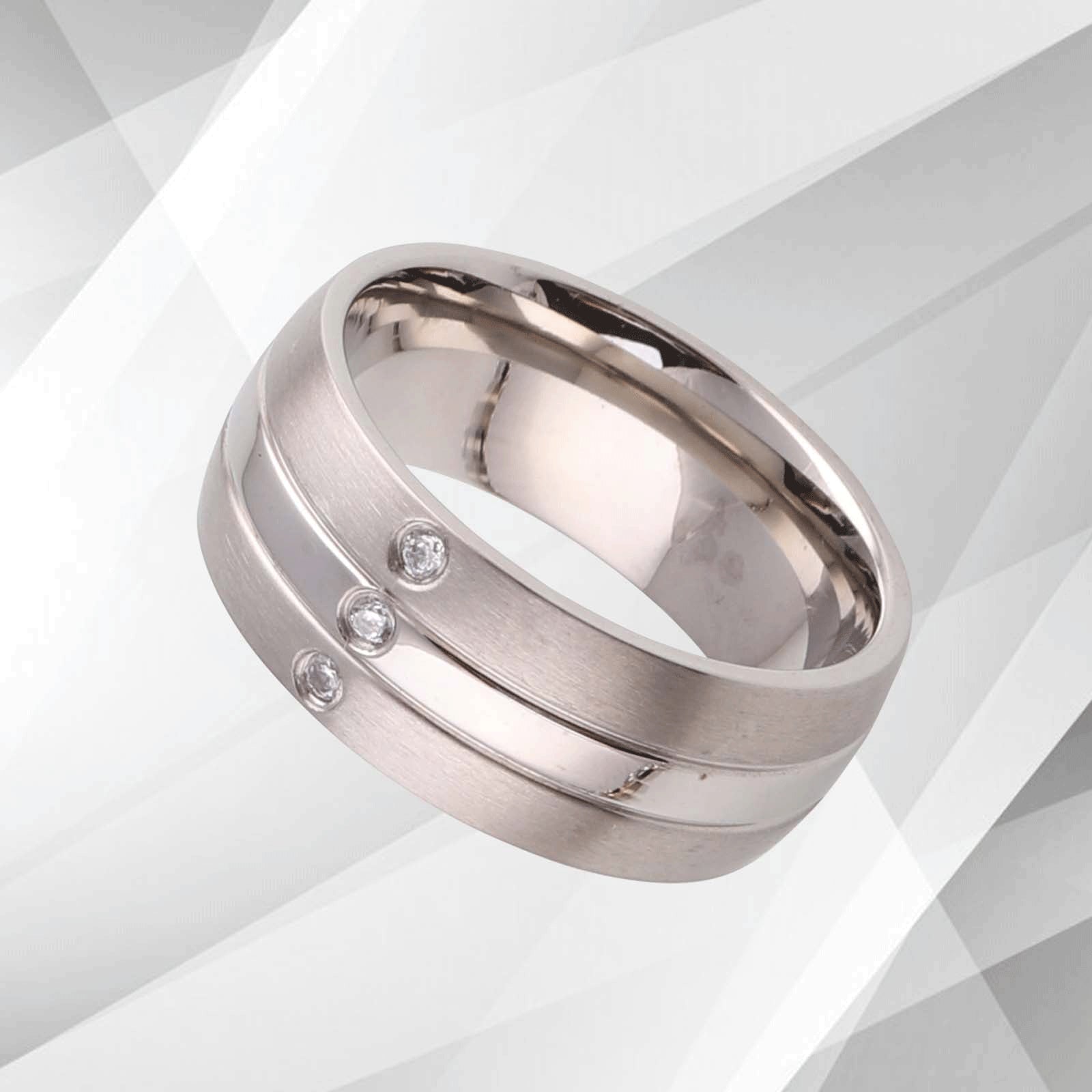 Trendy Designer Titanium CZ Diamond Wedding Band Ring - 0.35Ct, 18Ct White Gold Finish, Comfort Fit for Women - Jewelry & Watches - Bijou Her -  -  - 