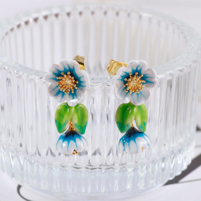 Retro Design Flower Earrings Female - 0 - Bijou Her -  -  - 