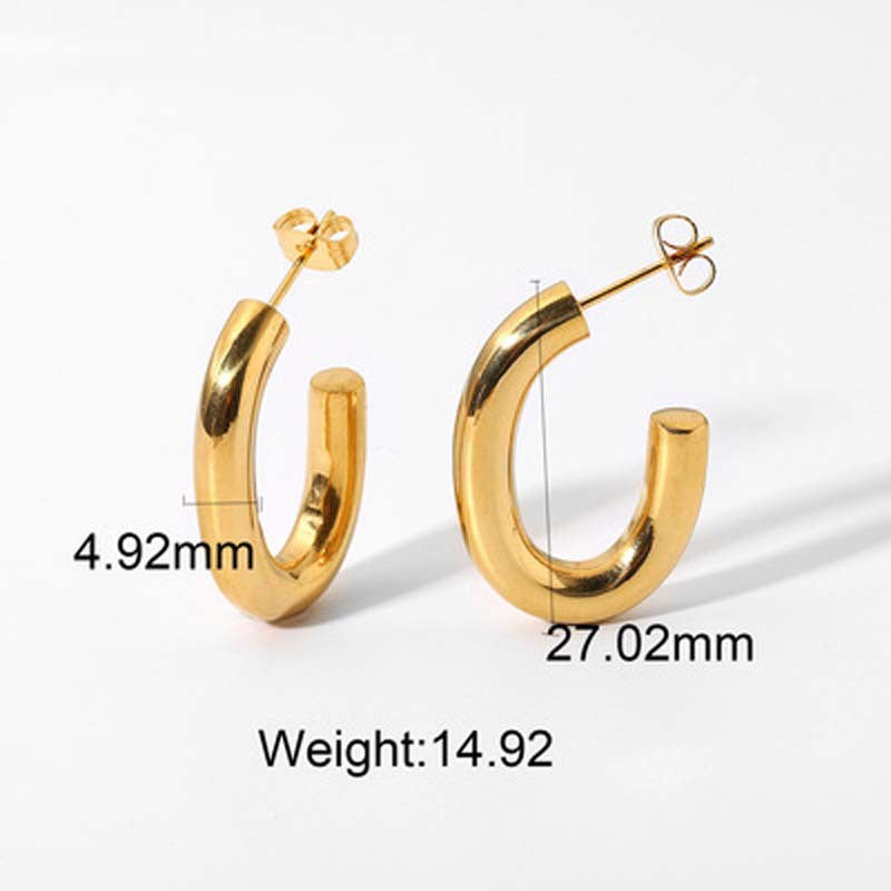 Heavy Metal Wind 18K Gold-plated Stainless Steel Earrings - 0 - Bijou Her -  -  - 