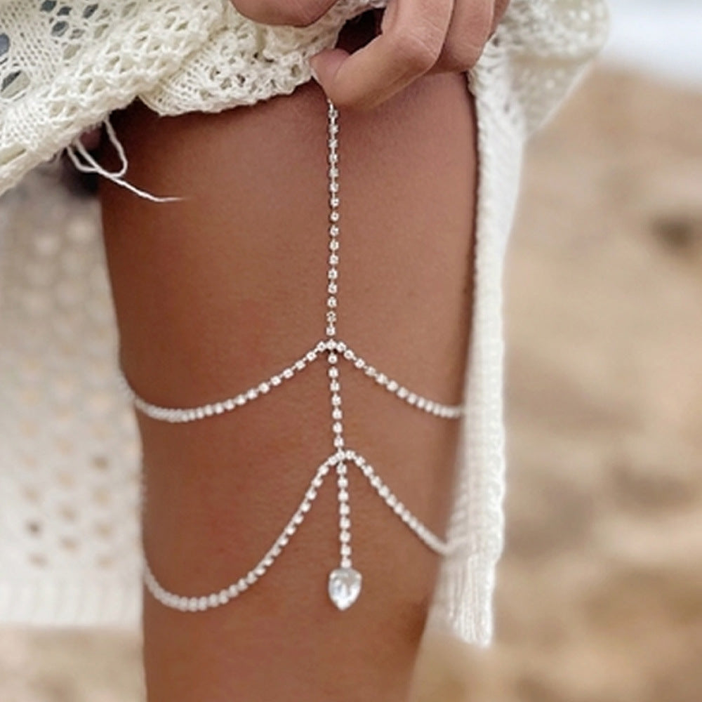 Women's Trendy Multilayer Pendant Leg Chain Rhinestone - 0 - Bijou Her - Color -  - 