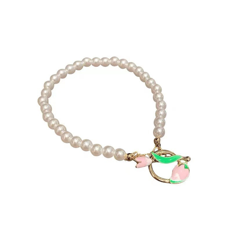 New Tulip Flower Pearl OT Buckle Bracelet Female - 0 - Bijou Her - style -  - 