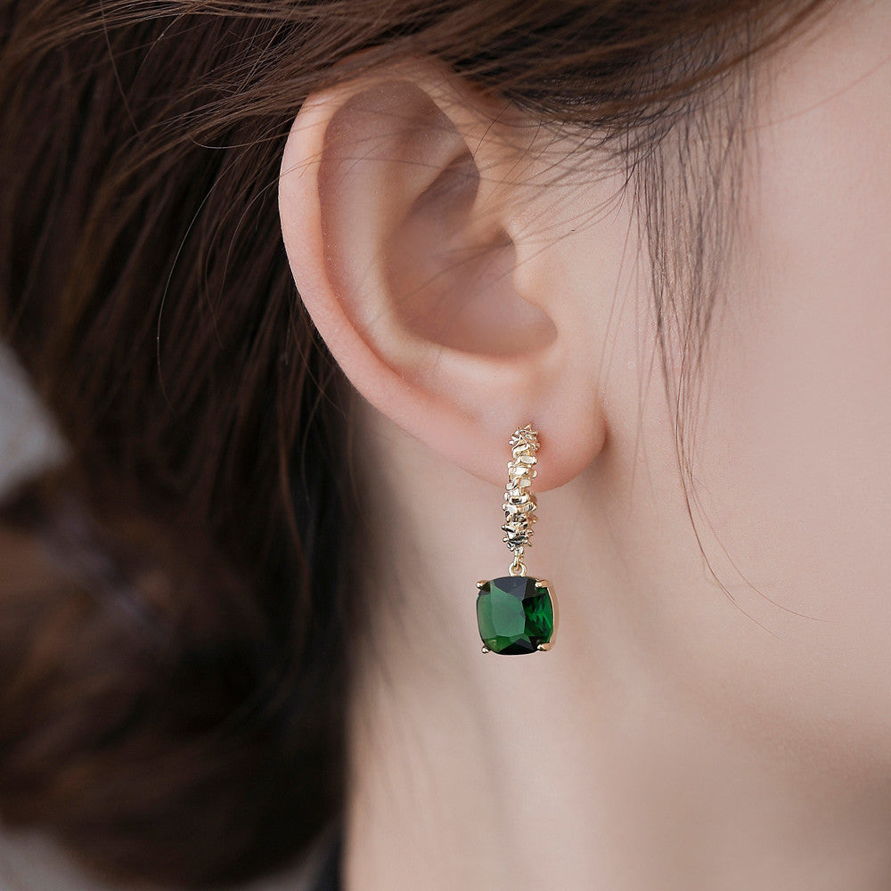 Women's Green Zircon Pendant Earrings - 0 - Bijou Her -  -  - 