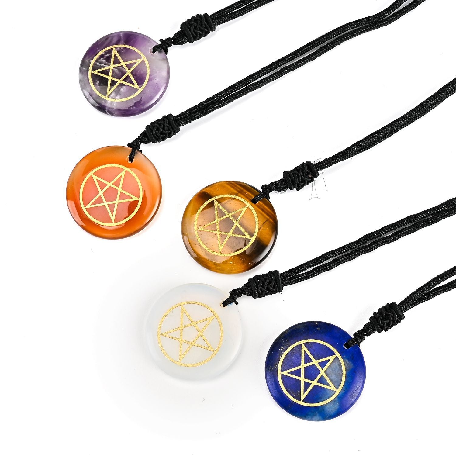 Natural Amethyst Ancient Egyptian Pentacle Necklace - 0 - Bijou Her -  -  - 