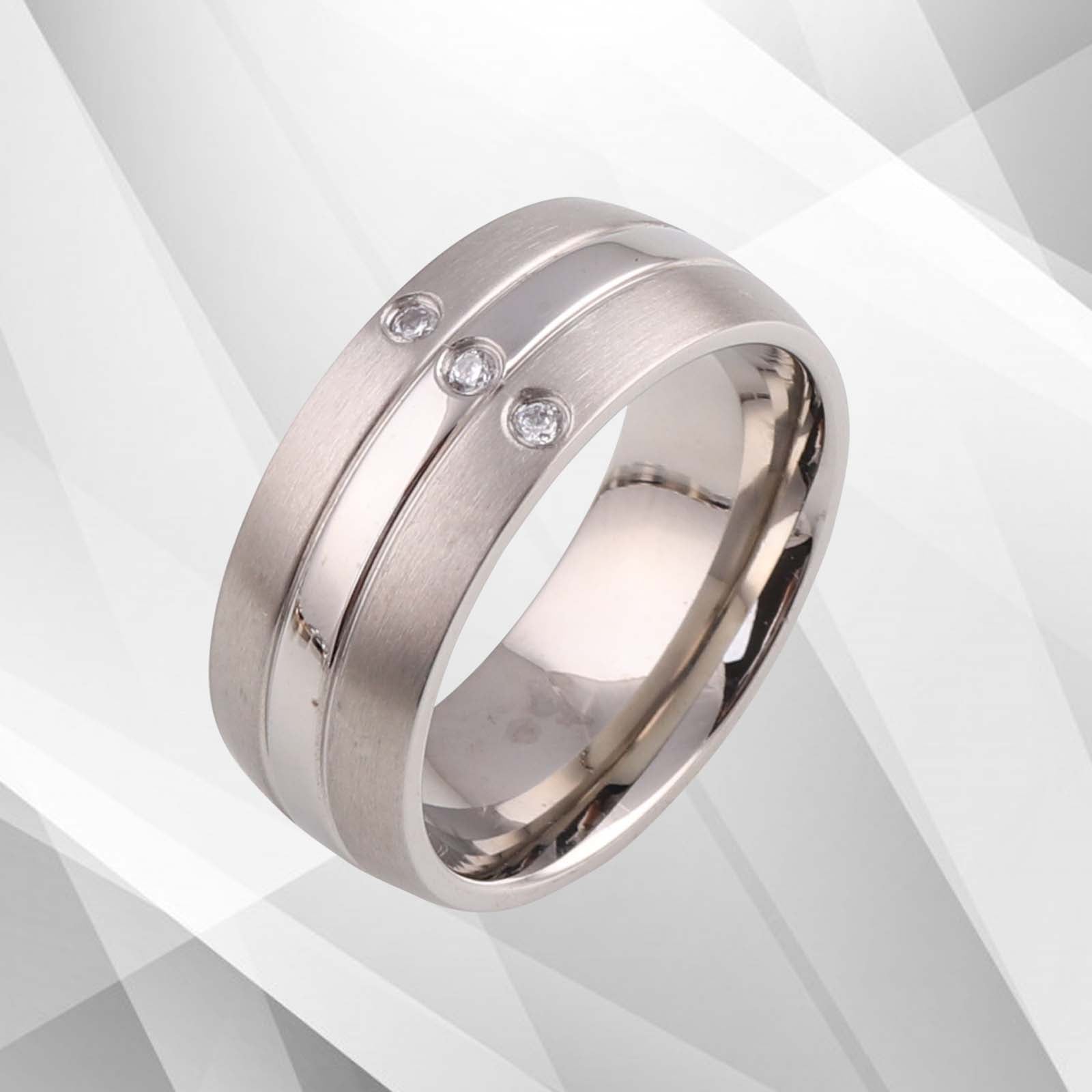 Trendy Designer Titanium CZ Diamond Wedding Band Ring - 0.35Ct, 18Ct White Gold Finish, Comfort Fit for Women - Jewelry & Watches - Bijou Her -  -  - 