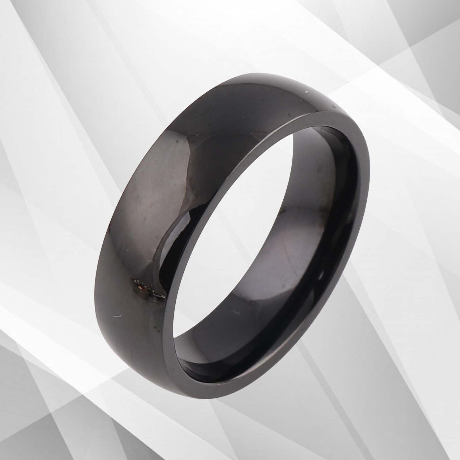 Gorgeous 6mm Black Tungsten Carbide Wedding Band for Men - D-Shape Comfort Fit Ring for Groom, Anniversary, Engagement - Jewelry & Watches - Bijou Her -  -  - 