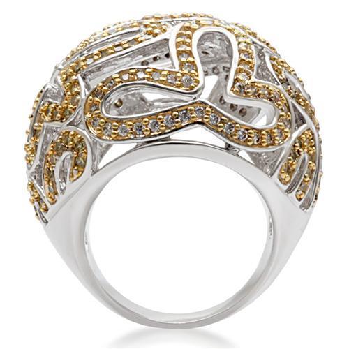 Reverse Two-Tone Brass Ring with Topaz CZ - In Stock, Ships in 1 Day - Rings - Bijou Her -  -  - 