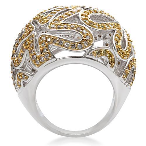 Reverse Two-Tone Brass Ring with Topaz CZ - In Stock, Ships in 1 Day - Rings - Bijou Her -  -  - 