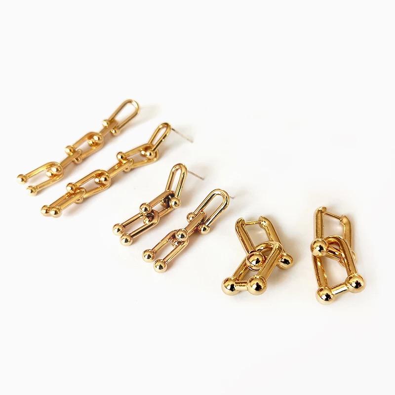 Trendy Gold Plated Link Chain Drop Earrings - Lead and Nickel Free - Jewelry & Watches - Bijou Her -  -  - 