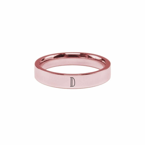 Rose Gold Initial Ring - Solid Stainless Steel, Comfort Fit, 4mm Width - Jewelry & Watches - Bijou Her - Size - Option - 