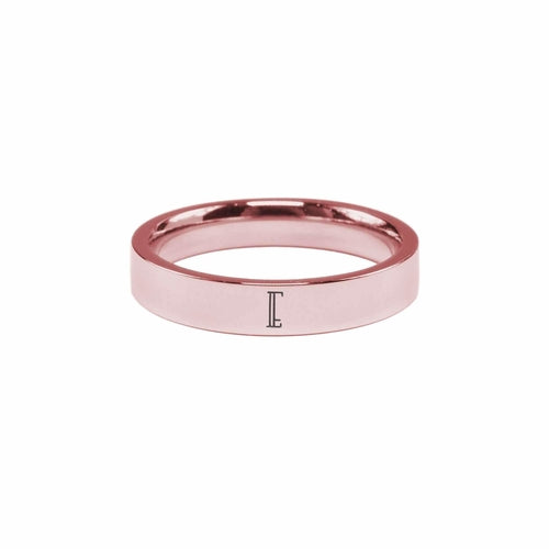 Rose Gold Initial Ring - Solid Stainless Steel, Comfort Fit, 4mm Width - Jewelry & Watches - Bijou Her - Size - Option - 