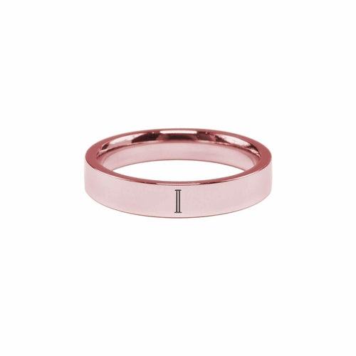 Rose Gold Initial Ring - Solid Stainless Steel, Comfort Fit, 4mm Width - Jewelry & Watches - Bijou Her - Size - Option - 