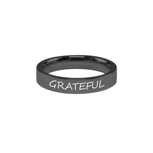 Grateful Stainless Steel Comfort Fit Ring - 4mm Width - Jewelry & Watches - Bijou Her - Size - Color - 