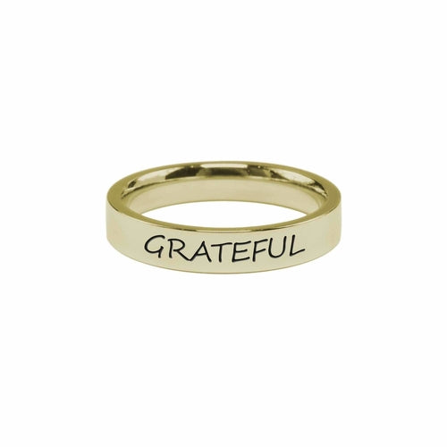 Grateful Stainless Steel Comfort Fit Ring - 4mm Width - Jewelry & Watches - Bijou Her - Size - Color - 