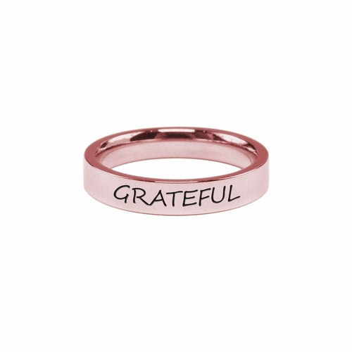 Grateful Stainless Steel Comfort Fit Ring - 4mm Width - Jewelry & Watches - Bijou Her - Size - Color - 