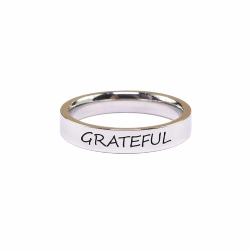 Grateful Stainless Steel Comfort Fit Ring - 4mm Width - Jewelry & Watches - Bijou Her - Size - Color - 