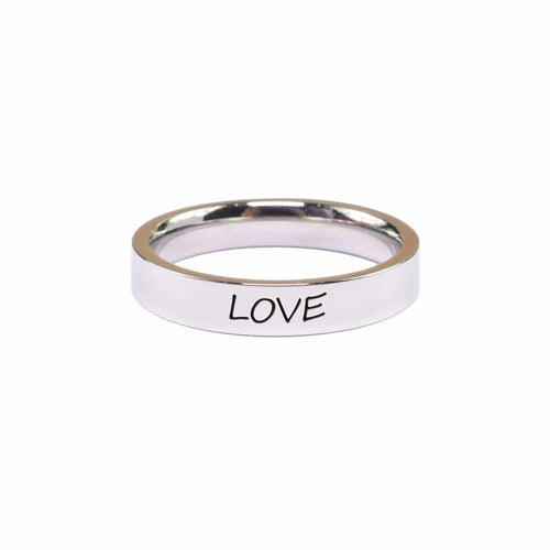 Love Inspirational Ring - Stainless Steel Comfort Fit, 4mm Width - Jewelry & Watches - Bijou Her - Size - Color - 