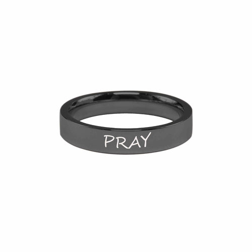 Inspirational Pray Ring - Stainless Steel Comfort Fit, 4mm Width - Jewelry & Watches - Bijou Her - Size - Color - 