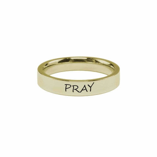 Inspirational Pray Ring - Stainless Steel Comfort Fit, 4mm Width - Jewelry & Watches - Bijou Her - Size - Color - 