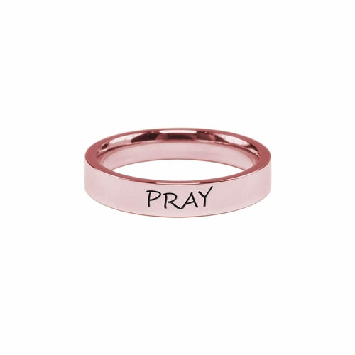 Inspirational Pray Ring - Stainless Steel Comfort Fit, 4mm Width - Jewelry & Watches - Bijou Her - Size - Color - 