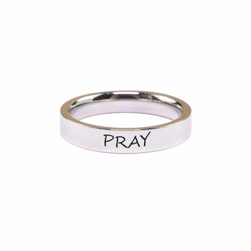 Inspirational Pray Ring - Stainless Steel Comfort Fit, 4mm Width - Jewelry & Watches - Bijou Her - Size - Color - 