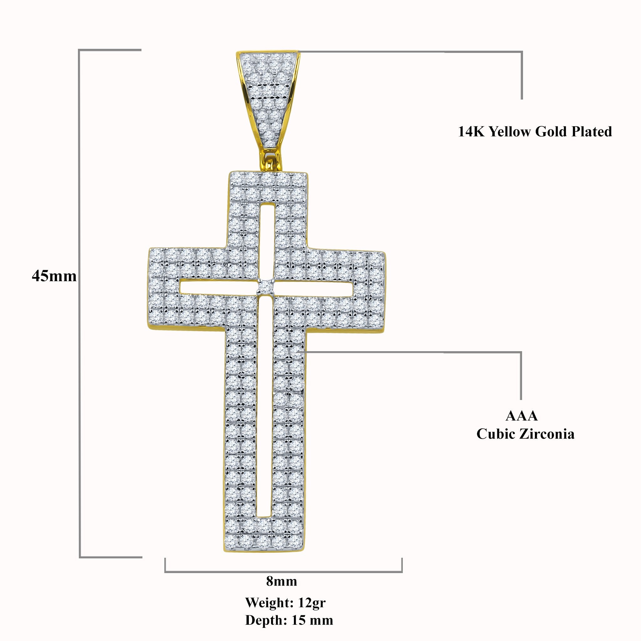 Resilient Love CZ Silver Cross Pendant - 925 Sterling Silver, 45mm Length, 12g Weight - Pendants, Stones & Charms - Bijou Her -  -  - 