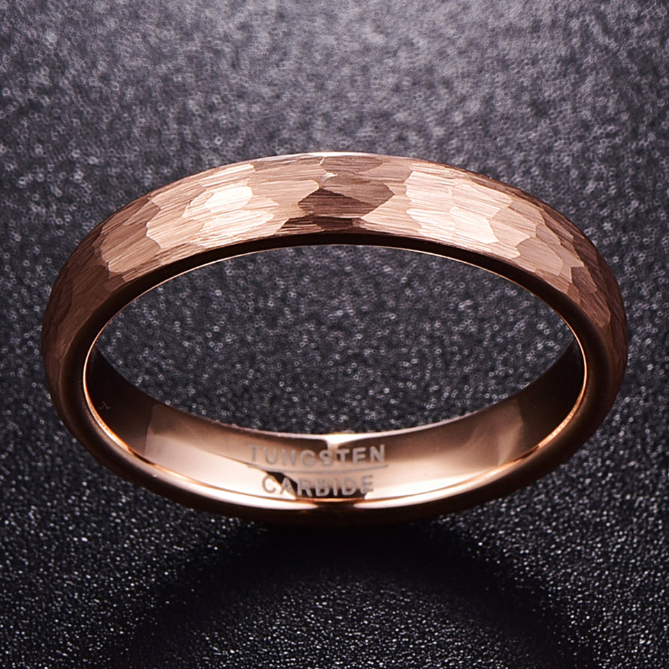 Rose Gold Faceted Ring 4MM Wide - 0 - Bijou Her -  -  - 